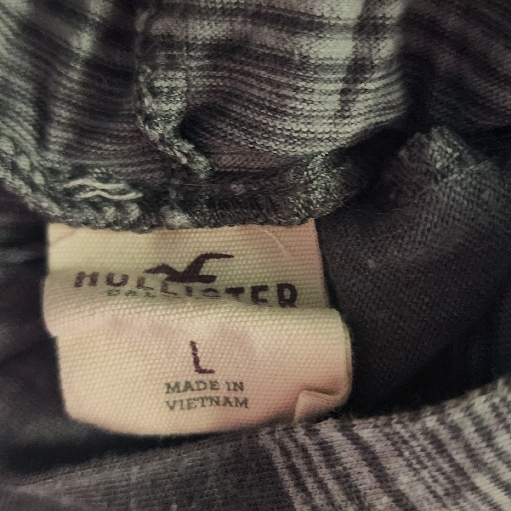 Hollister Charcoal Striped Long Sleeve Shirt With Hood - Picture 3 of 3
